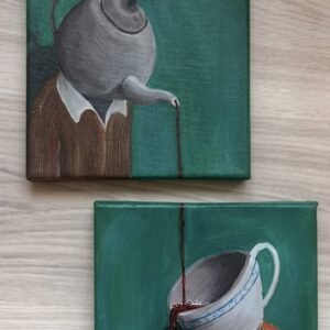 TEAPOT & TEACUP SURREAL CANVAS SET |Painting for Sale 20% off