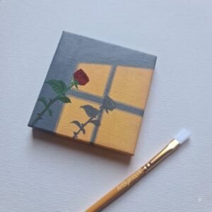MINI CANVAS PAINTING - ROSE & WINDOW|Painting for Sale 20% off